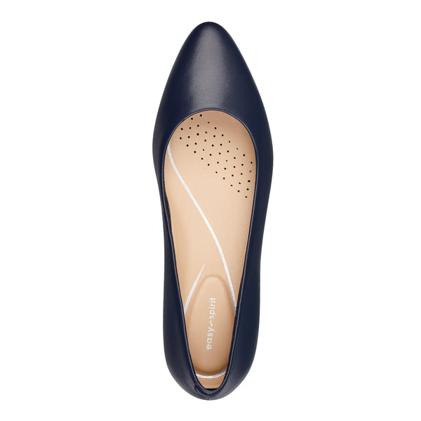 Easy Spirit Caldise Leather Low Heel Dress Shoes Navy Leather