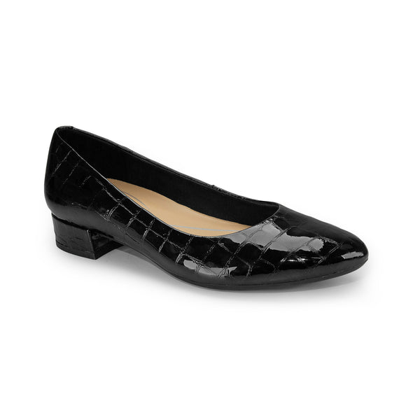 Easy Spirit Caldise Low Heel Dress Shoes Black Croco Patent