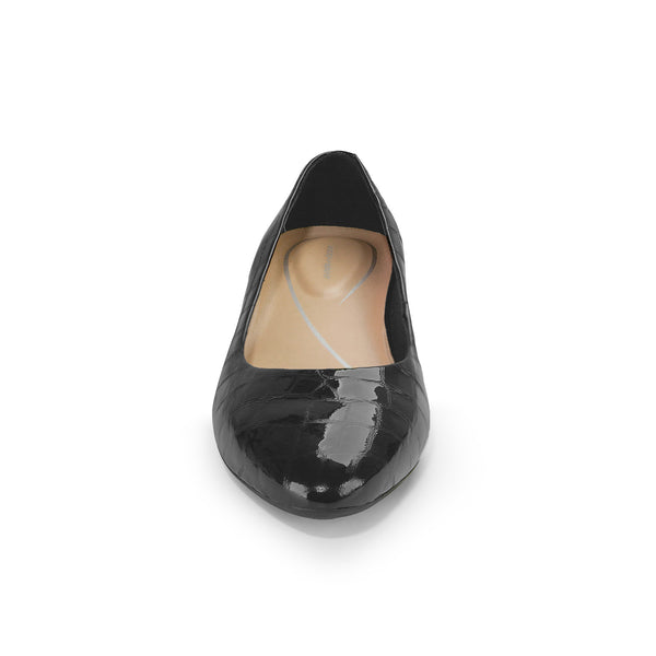Easy Spirit Caldise Low Heel Dress Shoes Black Croco Patent