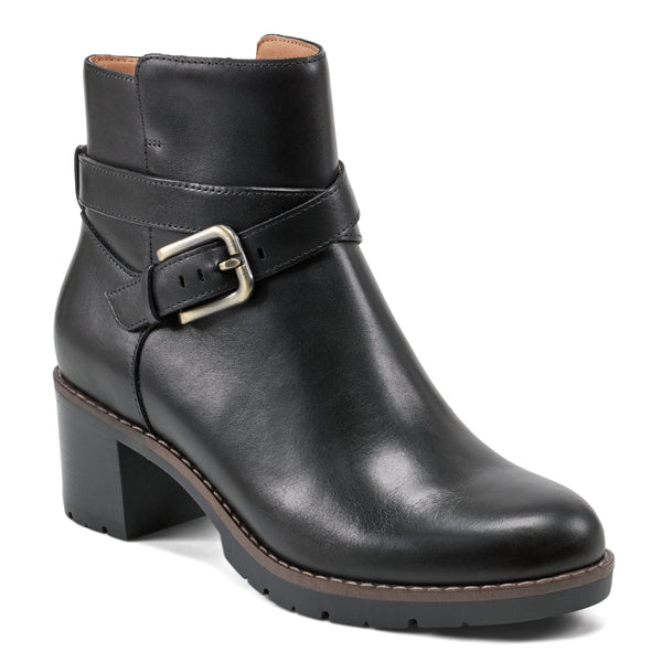 Easy Spirit Cantrell Block Heel Dress Booties Black Leather