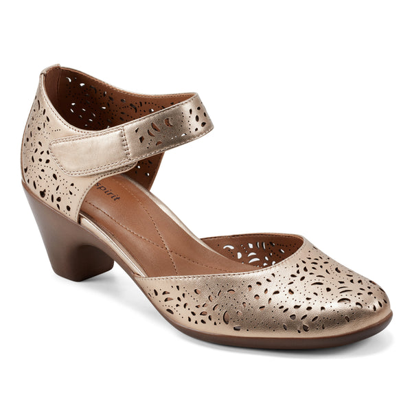 Easy Spirit Cindie Mary Jane Heels Bronze Pearlized
