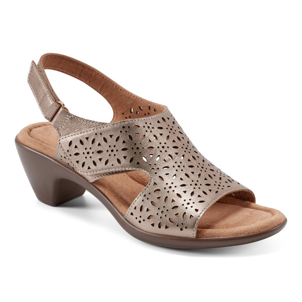 Easy Spirit Calix Heeled Sandals Bronze Leather