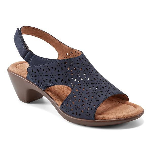 Easy Spirit Calix Heeled Sandals Navy Suede