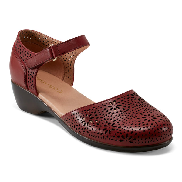 Easy Spirit Denita Mary Jane Heels Red Leather