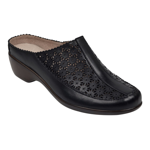 Easy Spirit Dusk Mule Clogs Black Leather