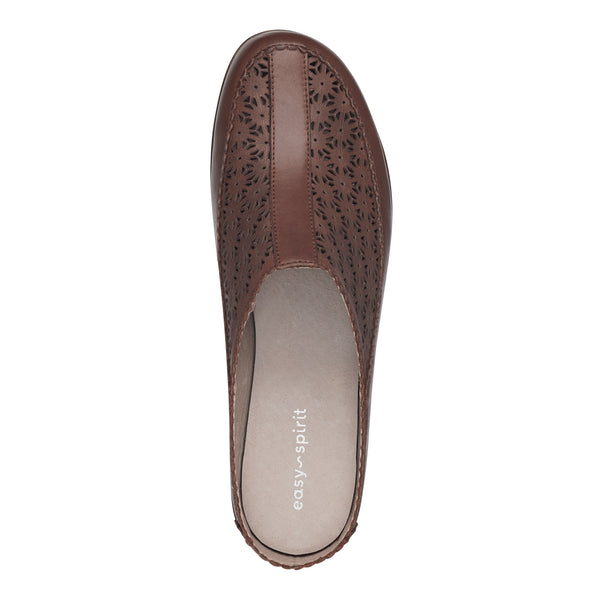 Easy Spirit Dusk Mule Clogs Brown Leather
