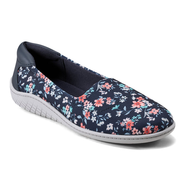 Easy Spirit Gift Slip On Flats Navy Floral