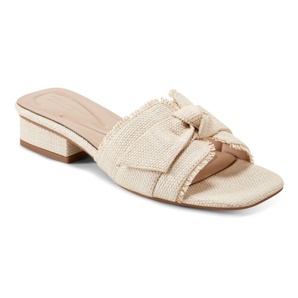easy spirit Girly Bow Slide Sandals Natural Raffia