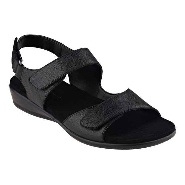 easy spirit Hartwell Flat Sandals Black Leather