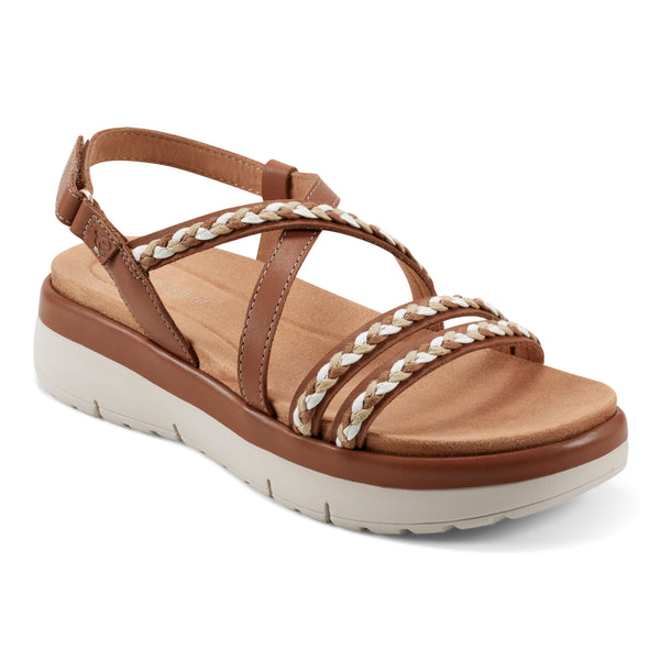 Easy Spirit Ivani Platform Sandals Brown Leather