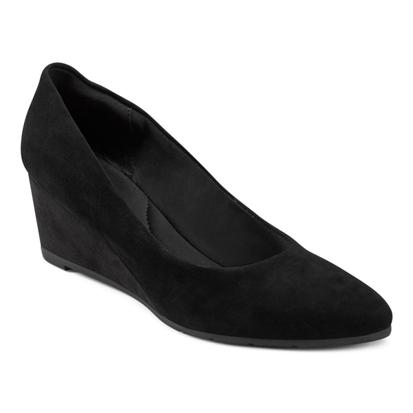 Easy Spirit Jinger Dress Wedges Black Suede