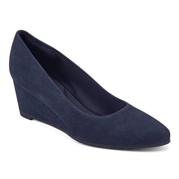 Easy Spirit Jinger Dress Wedges Navy Suede