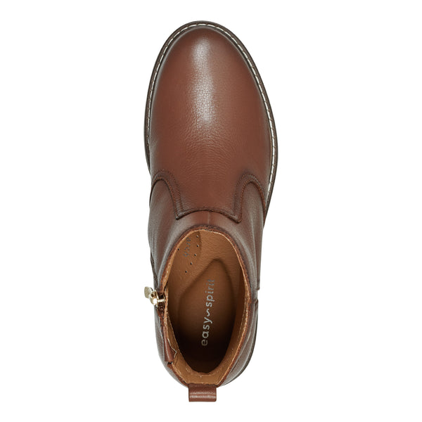 Easy Spirit Juna Casual Booties Brown Leather