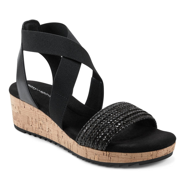 easy spirit Lorena Wedge Sandals Black