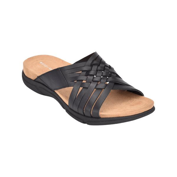 Easy Spirit Meadow Slip On Sandals Black Leather