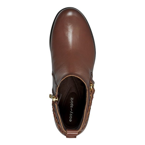 Easy Spirit Roslyn Ankle Booties Brown Leather