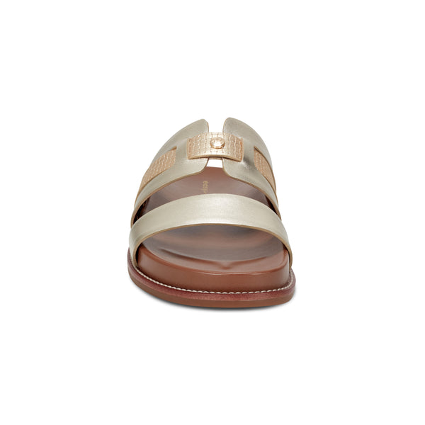 Easy Spirit Trevin Footbed Sandals Gold Leather
