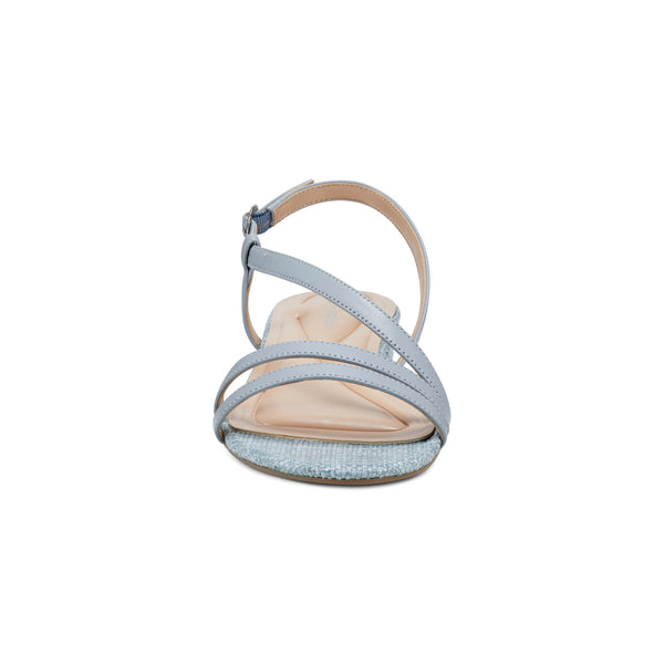 Easy Spirit Glenni Block Heel Sandals Light Blue Raffia