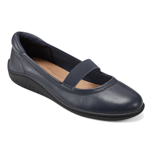 Easy Spirit Golden Mary Jane Casual Ballet Flats Navy Leather