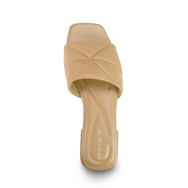 Easy Spirit Quincie Flat Slide Sandals Nude Leather