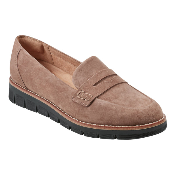 Easy Spirit Velia Casual Slip On Loafers Taupe Suede