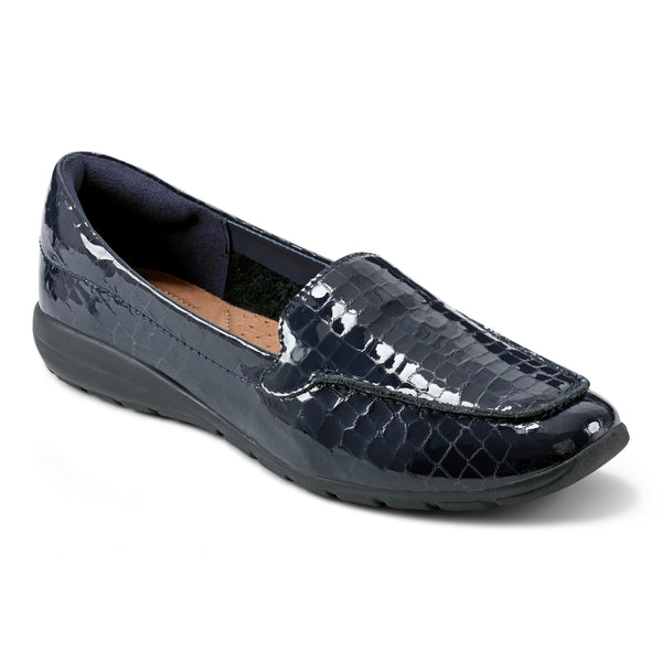 Easy Spirit Abide Casual Flats Navy Patent Leather Croco
