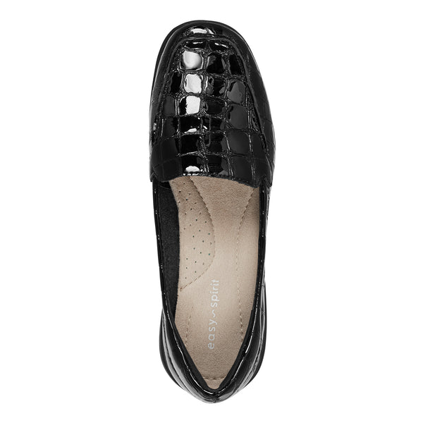 Easy Spirit Abide Croco Print Casual Flats Black Croco Patent