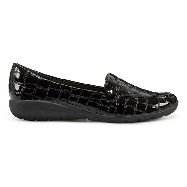 Easy Spirit Abide Croco Print Casual Flats Black Croco Patent