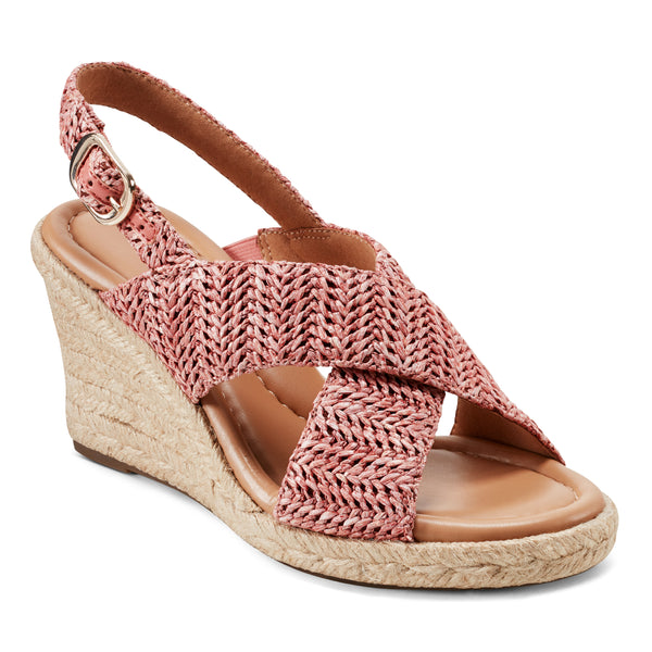 Easy Spirit Ariane Slingback Wedge Sandals Light Red