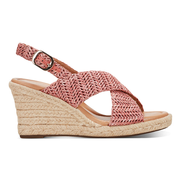Easy Spirit Ariane Slingback Wedge Sandals Light Red
