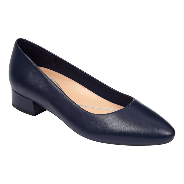 easy spirit Caldise Leather Low Heel Dress Shoes Navy Leather