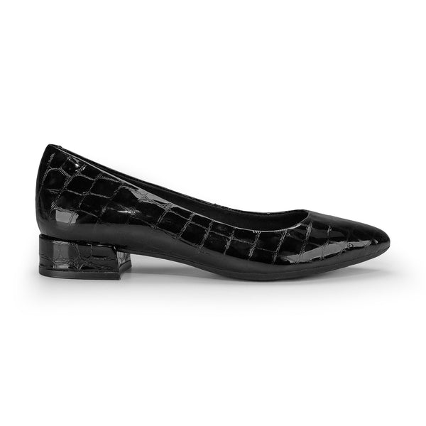 Easy Spirit Caldise Low Heel Dress Shoes Black Croco Patent