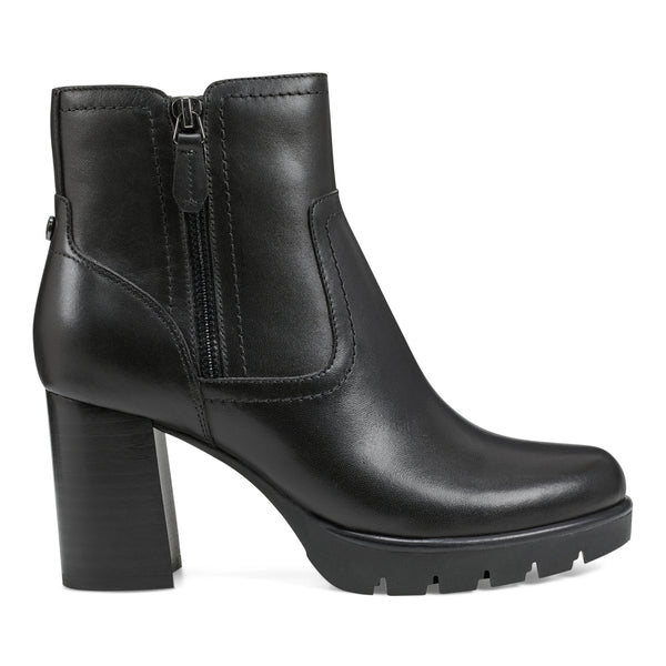 Easy Spirit Camber Lug Sole Dress Booties Black Leather