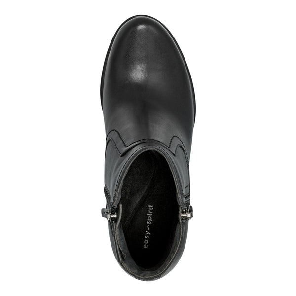 Easy Spirit Camber Lug Sole Dress Booties Black Leather
