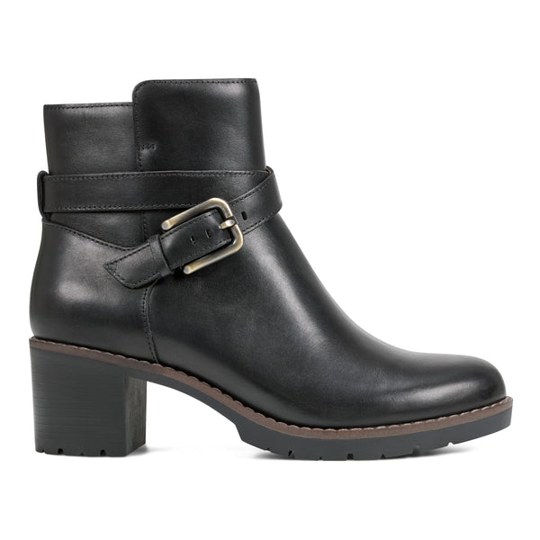 Easy Spirit Cantrell Block Heel Dress Booties Black Leather