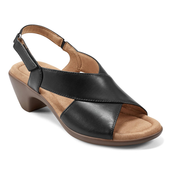 easy spirit Chantal Casual Heeled Sandals Black Leather