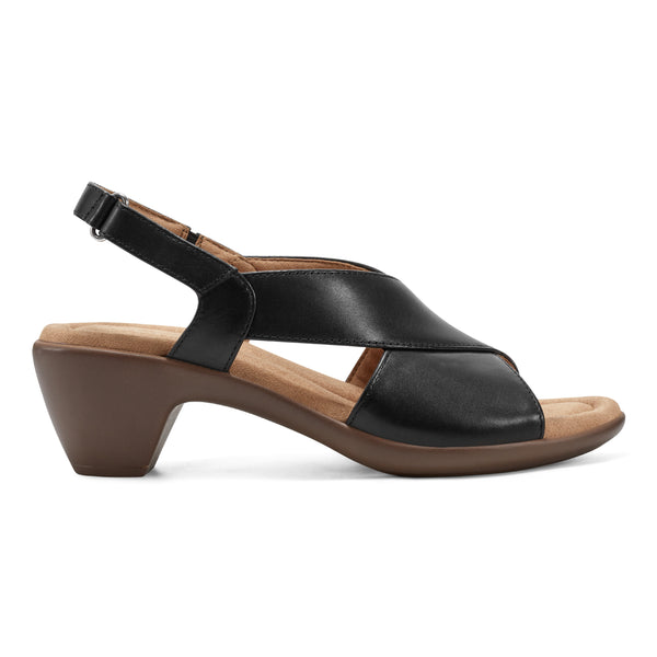 Easy Spirit Chantal Casual Heeled Sandals Black Leather