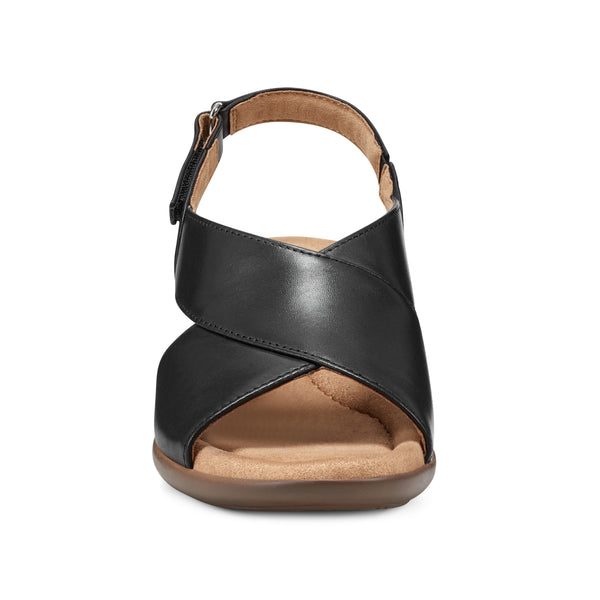 Easy Spirit Chantal Casual Heeled Sandals Black Leather