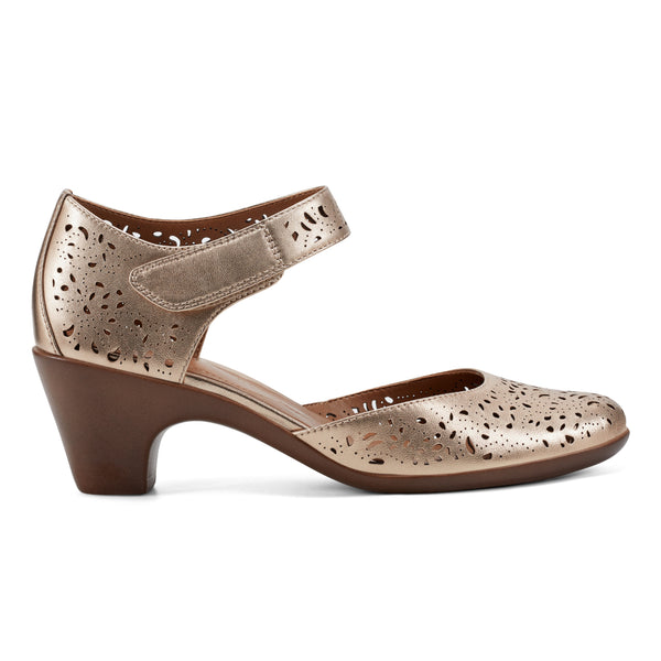 Easy Spirit Cindie Mary Jane Heels Bronze Pearlized