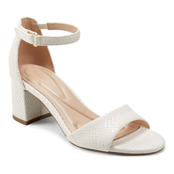 easy spirit Daven Ankle Strap Heeled Sandals Ivory Snake