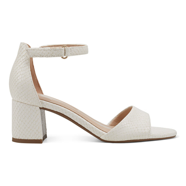 Easy Spirit Daven Ankle Strap Heeled Sandals Ivory Snake