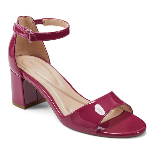Easy Spirit Daven Ankle Strap Heeled Sandals Pink Patent Leather