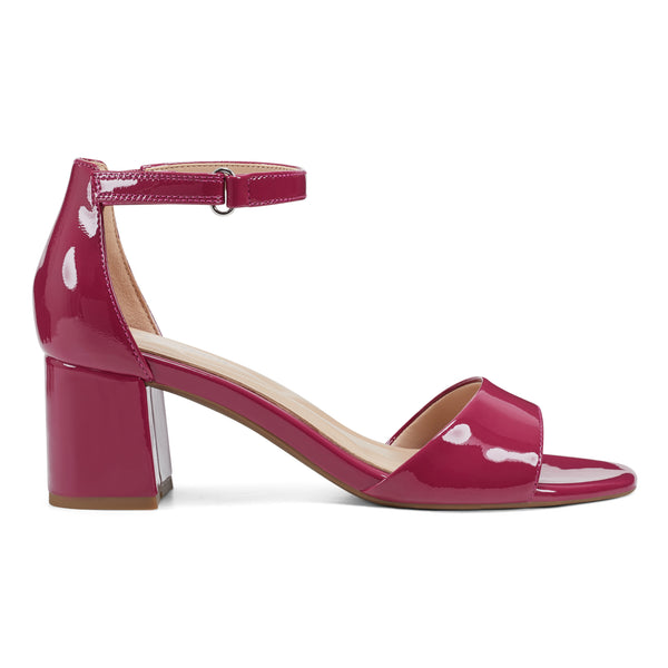 Easy Spirit Daven Ankle Strap Heeled Sandals Pink Patent Leather