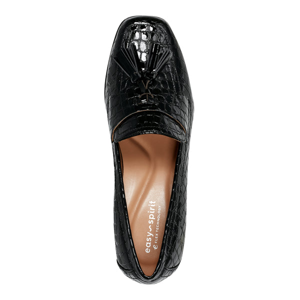Easy Spirit Drew Dress Loafers Black Patent Leather Croco