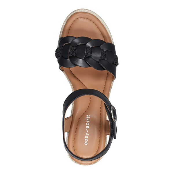 Easy Spirit Aisha Espadrille Wedge Sandals Black