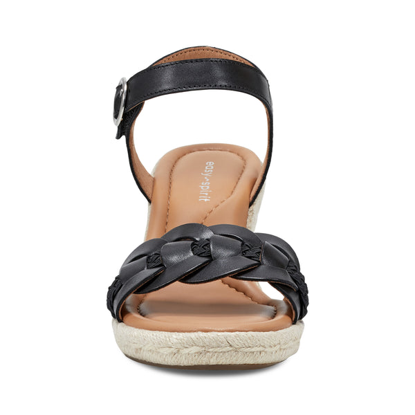 Easy Spirit Aisha Espadrille Wedge Sandals Black