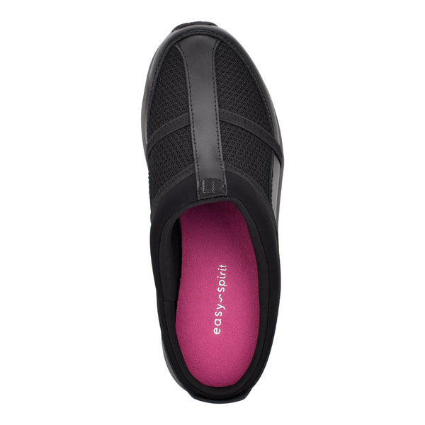 Easy Spirit Argyle Mesh Clogs Black Leather