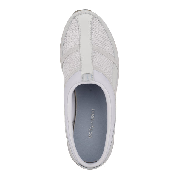 Easy Spirit Argyle Mesh Clogs White Leather