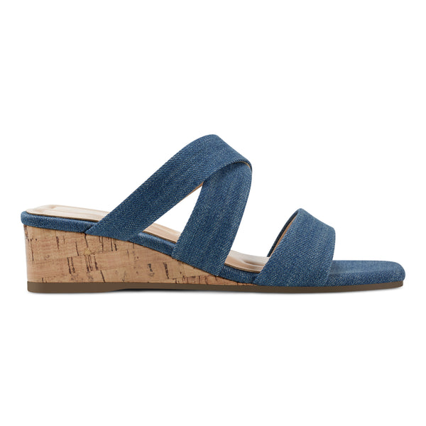 Easy Spirit Becky Wedge Sandals Blue Denim