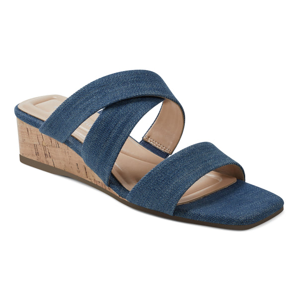 easy spirit Becky Wedge Sandals Blue Denim